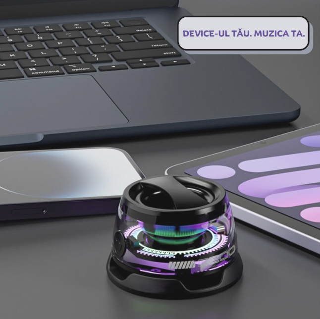 Boxa portabila mini Bluetooth G200 Razo, prindere MagSafe & inel magnetic, Suport telefon 2 in 1, lumini RGB, compatibila Apple/Android, Negru