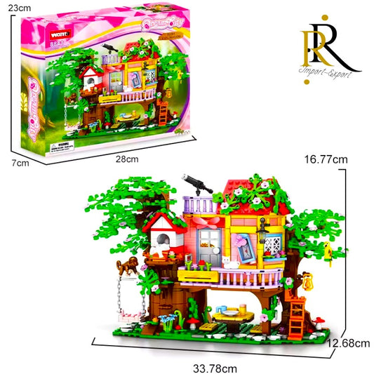 Set de constructie «RIR», Casuta din copac, cu maimuta CITA si motanul TOM, 840 pcs