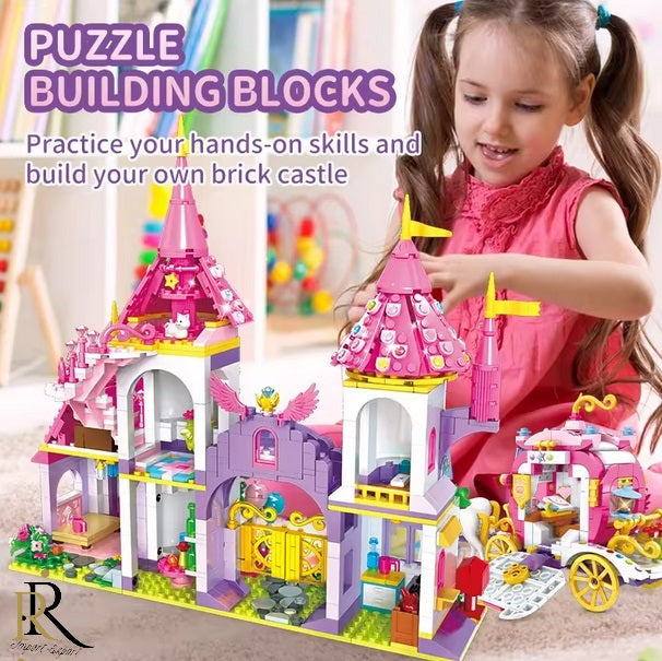 Set de constructie «RIR» Castelul fermecat al Printeselor cu caleasca, 1460 piese