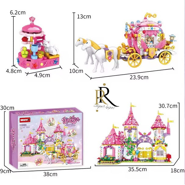 Set de constructie «RIR» Castelul fermecat al Printeselor cu caleasca, 1460 piese