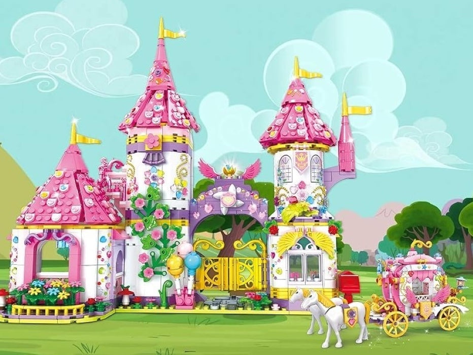 Set de constructie «RIR» Castelul fermecat al Printeselor cu caleasca, 1460 piese