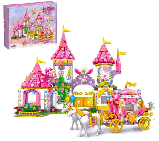 Set de constructie «RIR» Castelul fermecat al Printeselor cu caleasca, 1460 piese