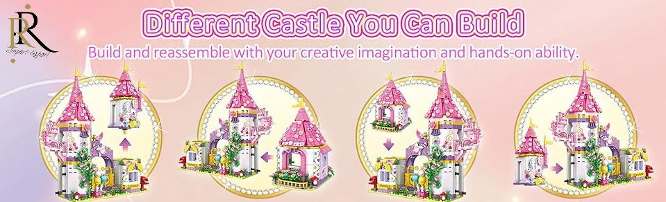 Set de constructie «RIR» Castelul fermecat al Printeselor cu caleasca, 1460 piese