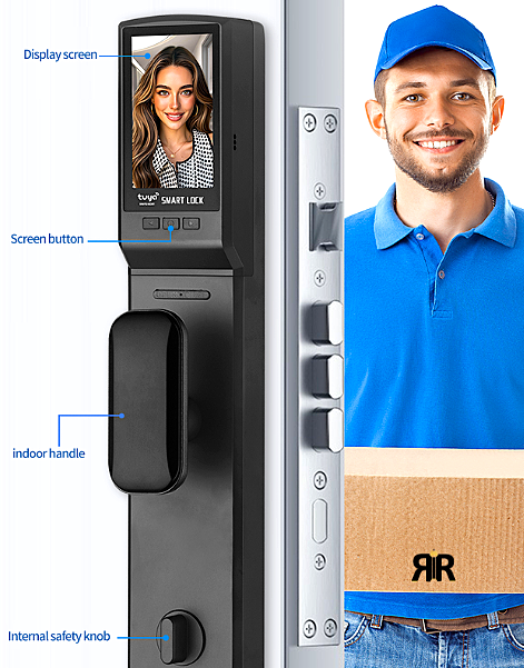 Yala Inteligenta K36 RIR® Wireless – Recunoastere Faciala 3D & Tuya Smart App, Interfon Video, amprenta, cod PIN, card si cheie mecanica