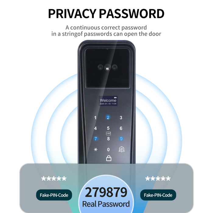 Yala Inteligenta K36 RIR® Wireless – Recunoastere Faciala 3D & Tuya Smart App, Interfon Video, amprenta, cod PIN, card si cheie mecanica