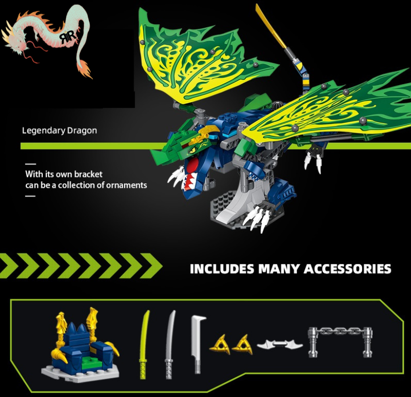 Set blocuri de constructie RIR®, Dragonul Legendar Lloyd, 447 piese