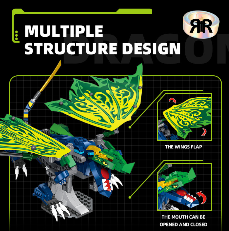 Set blocuri de constructie RIR®, Dragonul Legendar Lloyd, 447 piese