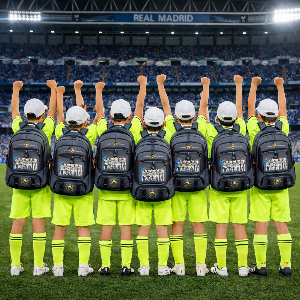 Ghiozdan școală și antrenamente cu REAL MADRID - Compartiment încălțăminte separat