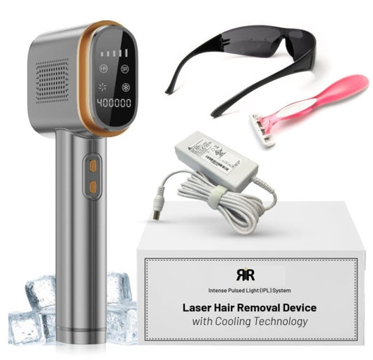 Epilator IPL Profesional 3 in 1 RIR® – Epilare Definitiva, Intinerirea Pielii si Tratarea Acneei, Gri Antracit