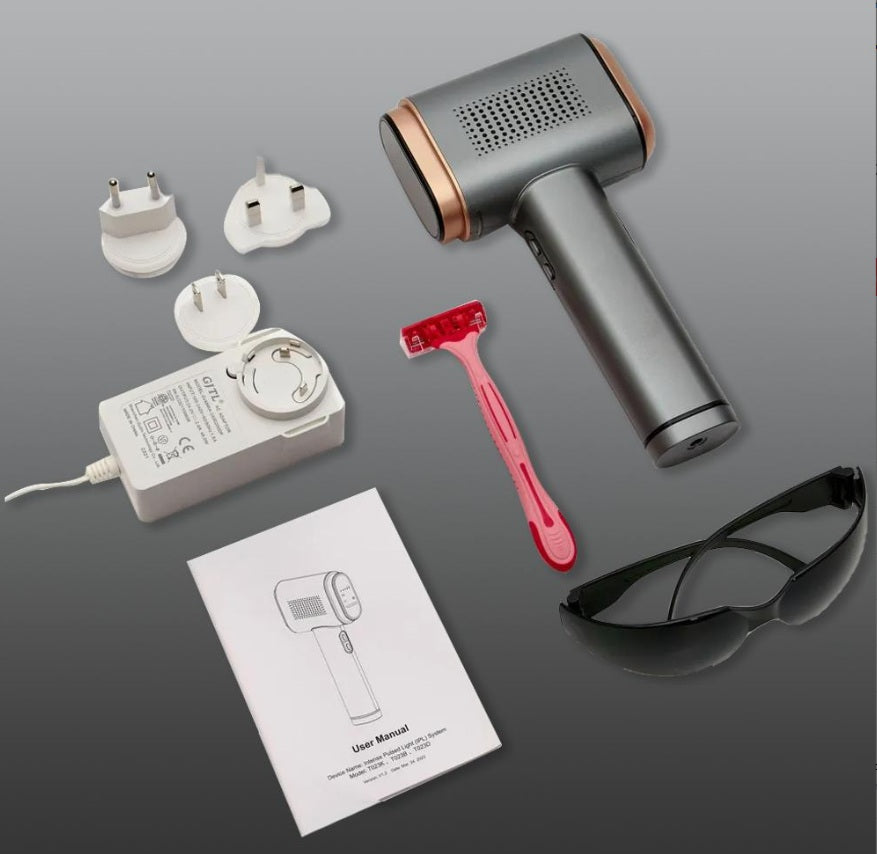 Epilator IPL Profesional 3 in 1 RIR® – Epilare Definitiva, Intinerirea Pielii si Tratarea Acneei, Gri Antracit