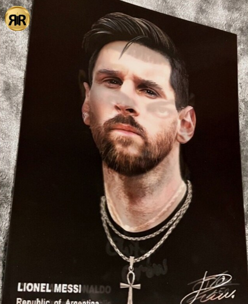 Tablou 3D Lenticular cu Rama RIR®, 30x40 cm, Neymar, Messi & Ronaldo