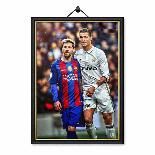 Tablou 3D Lenticular cu Rama RIR®, 30x40 cm, Messi & Ronaldo