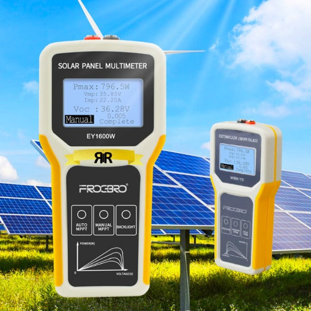 Multimetru Digital pentru Panouri Solare EY1600W RIR®– Masurare MPPT, Putere 5-1600W, Tensiune 12-60V, Curent 0-60A