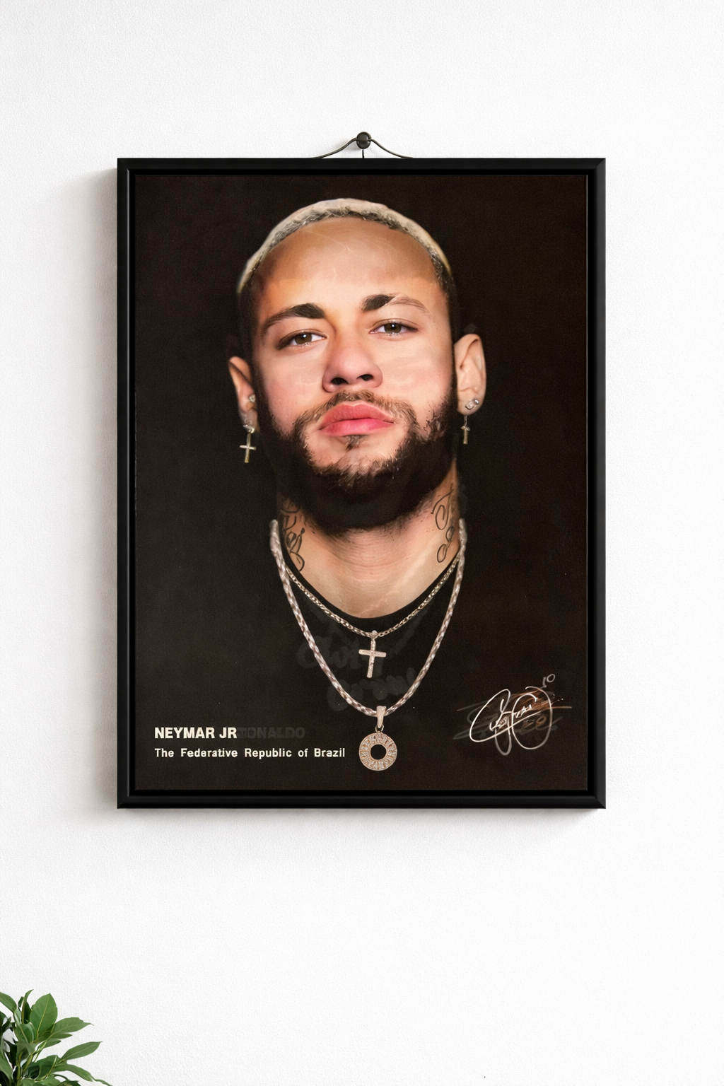 Tablou 3D Lenticular cu Rama RIR®, 30x40 cm, Neymar, Messi & Ronaldo