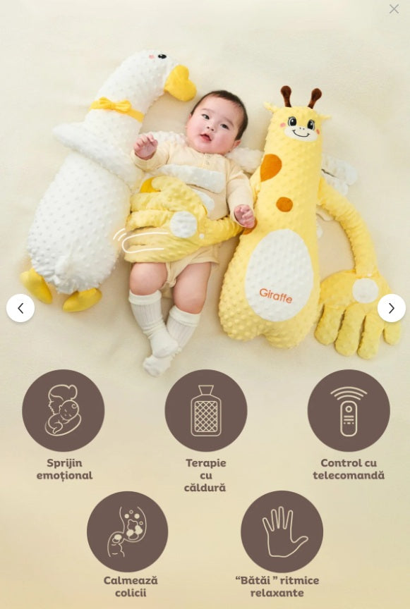 Perna Inteligenta RIR® cu Functie de Bataie Usoara si Terapie Anti-Colici, Telecomanda, USB, Girafa