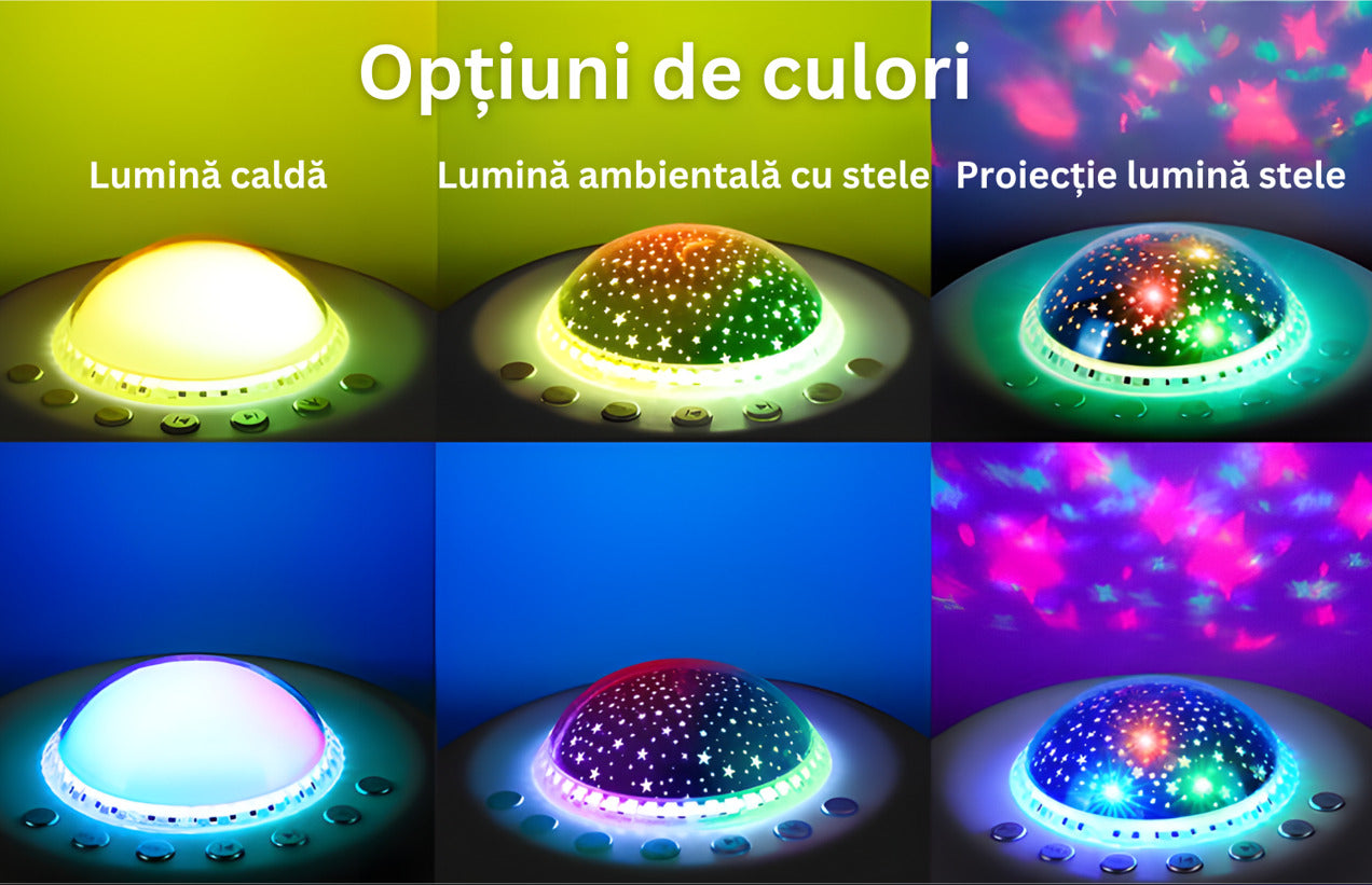 Proiector stelar 2 in 1, cu 34 sunete, 7 Culori LED, Aplicatie mobila prin Wi-Fi