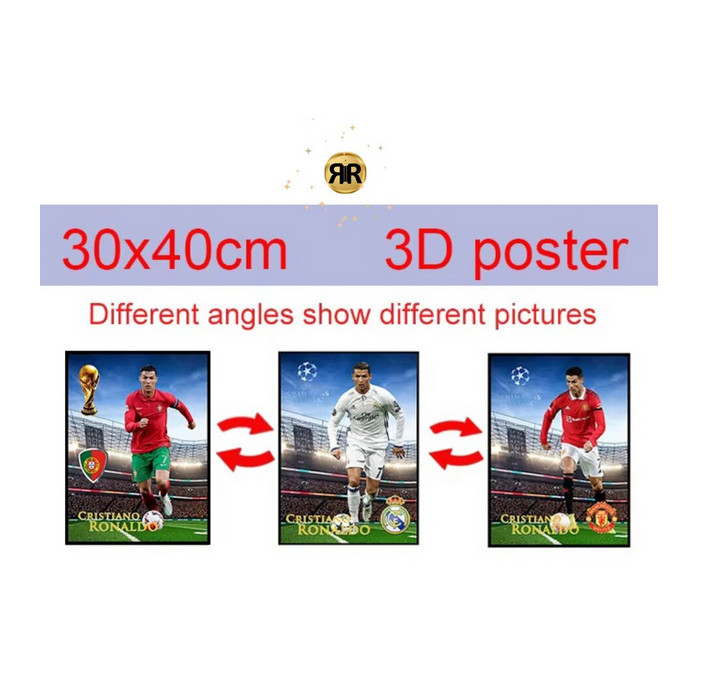 Tablou 3D Lenticular cu Rama RIR®, 30x40 cm, Cristiano Ronaldo