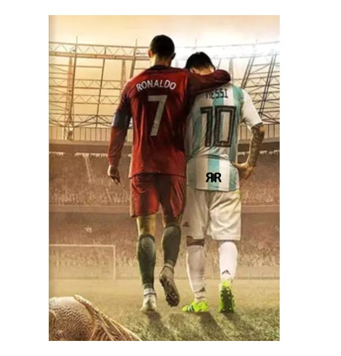 Tablou 3D Lenticular cu Rama RIR®, 30x40 cm, Messi & Ronaldo