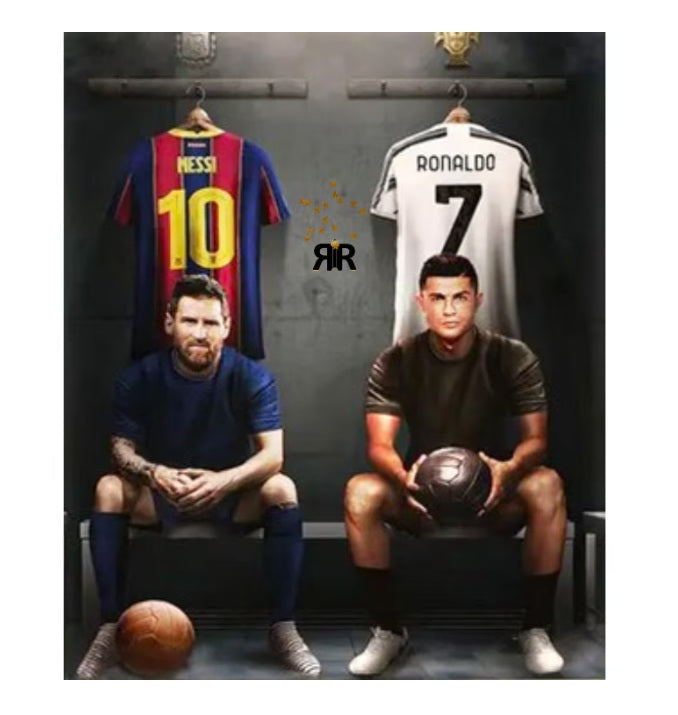 Tablou 3D Lenticular cu Rama RIR®, 30x40 cm, Messi & Ronaldo
