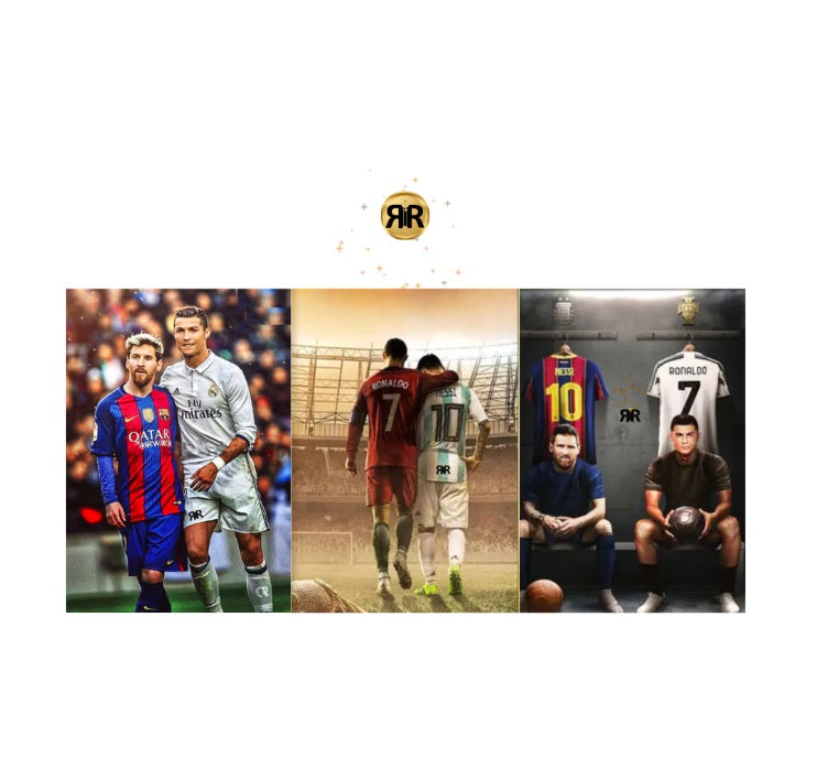 Tablou 3D Lenticular cu Rama RIR®, 30x40 cm, Messi & Ronaldo