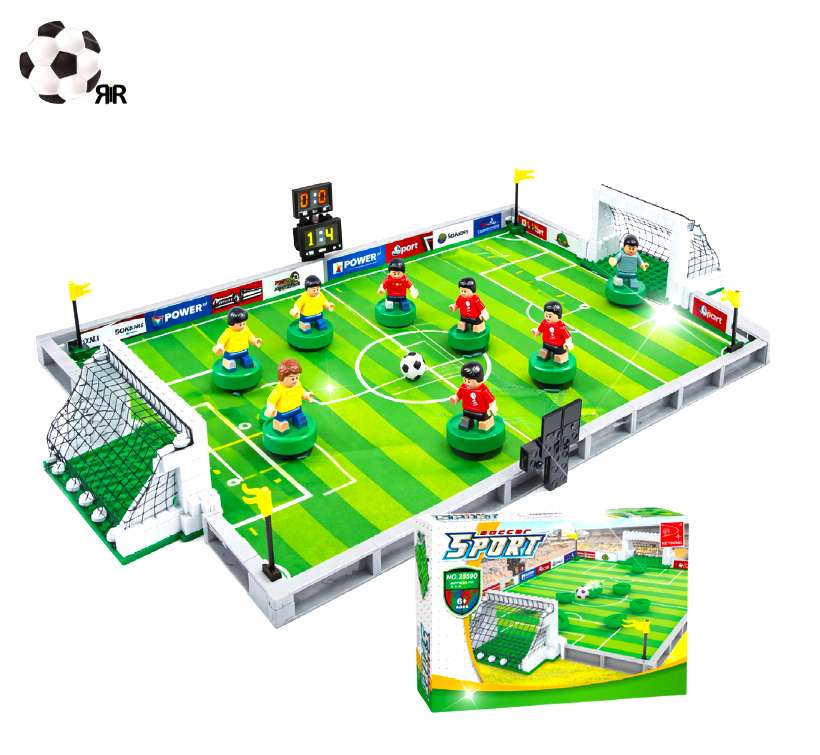 Stadion de Fotbal 3D din Blocuri de Constructie, 8 Jucatori, 2 in 1, 50x35x4,6 cm, RIR@