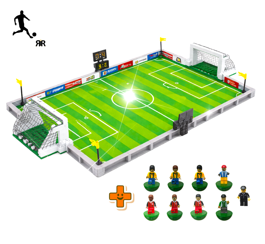 Stadion de Fotbal 3D din Blocuri de Constructie, 8 Jucatori, 2 in 1, 50x35x4,6 cm, RIR@