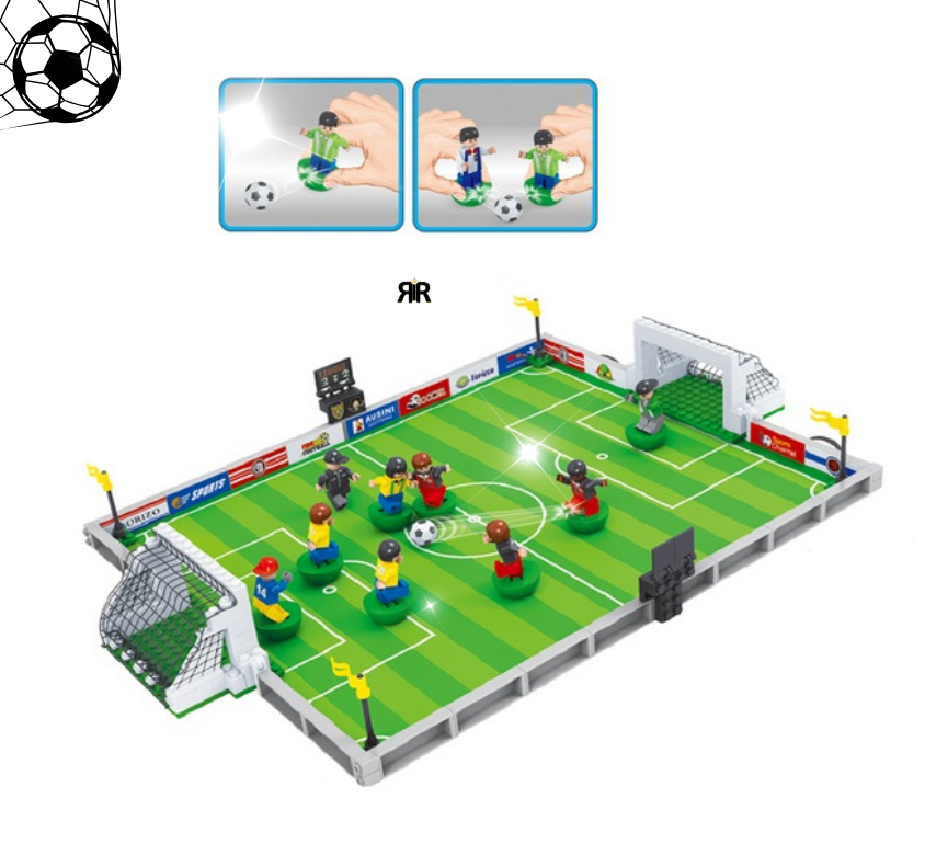 Stadion de Fotbal 3D din Blocuri de Constructie, 8 Jucatori, 2 in 1, 50x35x4,6 cm, RIR@