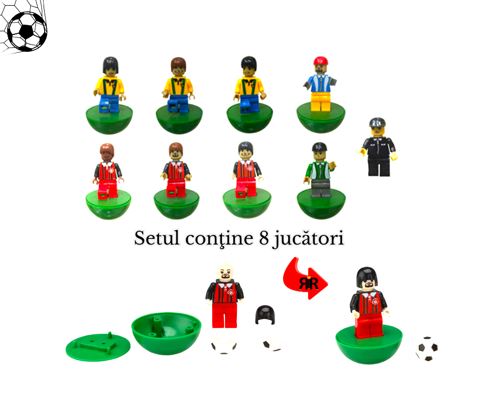 Stadion de Fotbal 3D din Blocuri de Constructie, 8 Jucatori, 2 in 1, 50x35x4,6 cm, RIR@